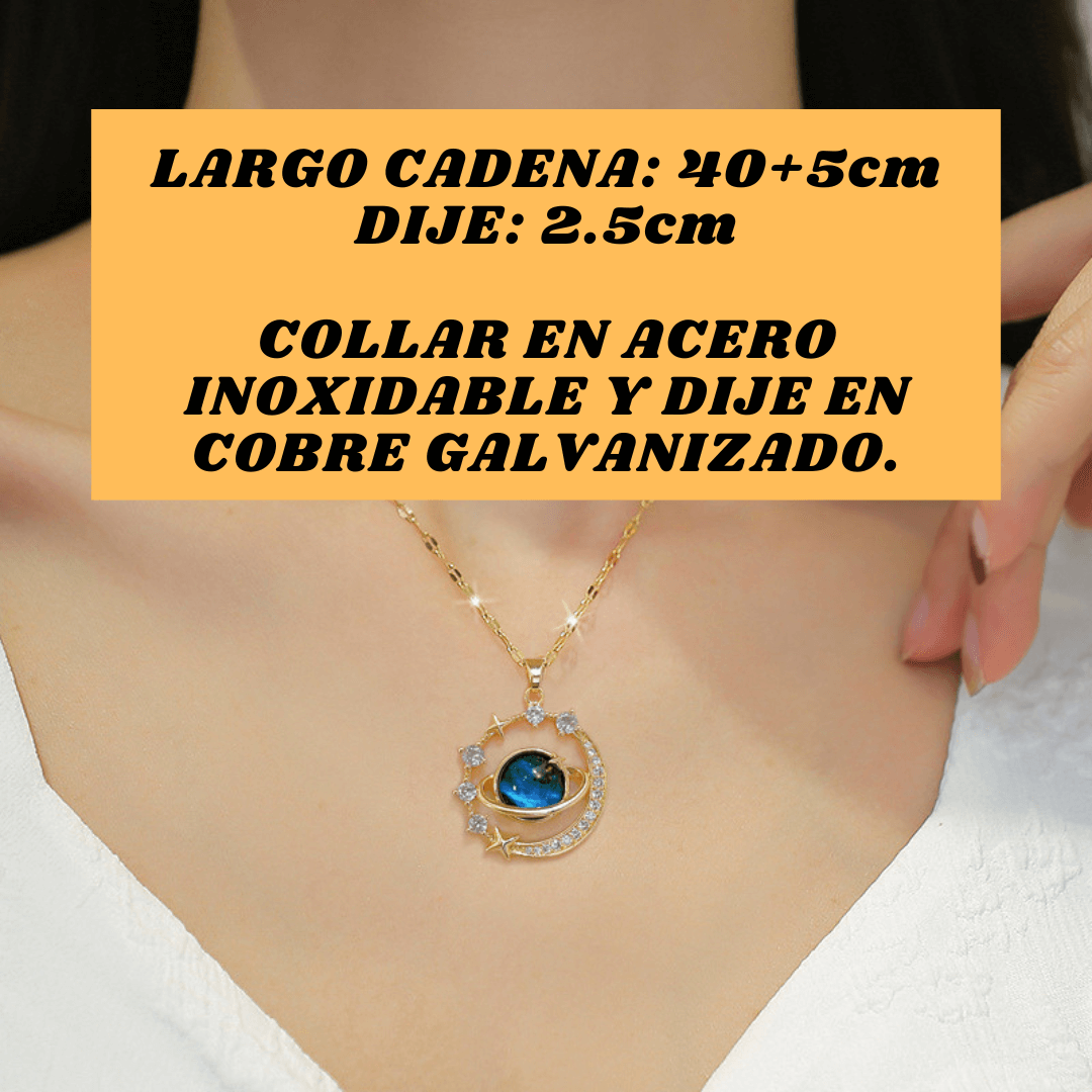 COLLAR SATURNO + CAJA REGALO